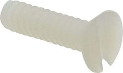 Made in USA - #6-32 UNC, 1/2" OAL Slotted Drive Machine Screw - Flat Head, Grade 6/6 Nylon, Uncoated, Without Washer - Eagle Tool & Supply