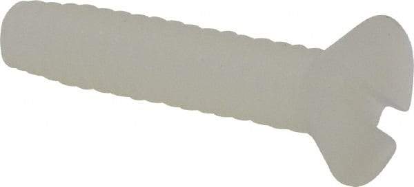 Made in USA - #6-32 UNC, 5/8" OAL Slotted Drive Machine Screw - Flat Head, Grade 6/6 Nylon, Uncoated, Without Washer - Eagle Tool & Supply