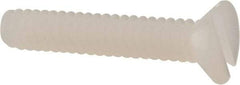 Made in USA - #6-32 UNC, 3/4" OAL Slotted Drive Machine Screw - Flat Head, Grade 6/6 Nylon, Uncoated, Without Washer - Eagle Tool & Supply