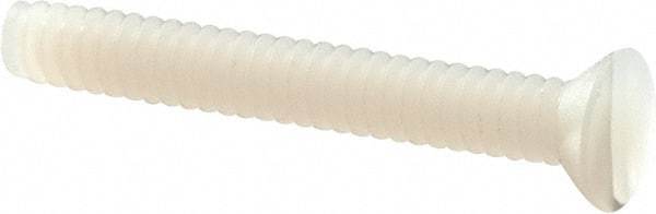 Made in USA - #6-32 UNC, 1" OAL Slotted Drive Machine Screw - Flat Head, Grade 6/6 Nylon, Uncoated, Without Washer - Eagle Tool & Supply