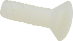 Made in USA - #8-32 UNC, 1/2" OAL Slotted Drive Machine Screw - Flat Head, Grade 6/6 Nylon, Uncoated, Without Washer - Eagle Tool & Supply