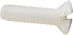 Made in USA - #8-32 UNC, 5/8" OAL Slotted Drive Machine Screw - Flat Head, Grade 6/6 Nylon, Uncoated, Without Washer - Eagle Tool & Supply