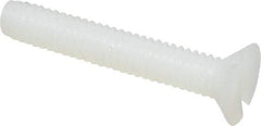 Made in USA - #8-32 UNC, 1" OAL Slotted Drive Machine Screw - Flat Head, Grade 6/6 Nylon, Uncoated, Without Washer - Eagle Tool & Supply