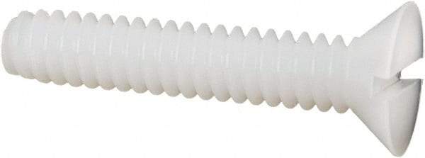 Made in USA - #10-24 UNC, 1" OAL Slotted Drive Machine Screw - Flat Head, Grade 6/6 Nylon, Uncoated, Without Washer - Eagle Tool & Supply