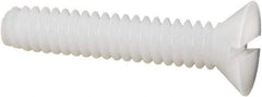 Made in USA - #10-24 UNC, 1" OAL Slotted Drive Machine Screw - Flat Head, Grade 6/6 Nylon, Uncoated, Without Washer - Eagle Tool & Supply
