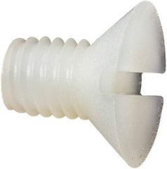 Made in USA - #10-32 UNF, 5/16" OAL Slotted Drive Machine Screw - Flat Head, Grade 6/6 Nylon, Uncoated, Without Washer - Eagle Tool & Supply