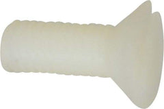 Made in USA - #10-32 UNF, 1/2" OAL Slotted Drive Machine Screw - Flat Head, Grade 6/6 Nylon, Uncoated, Without Washer - Eagle Tool & Supply