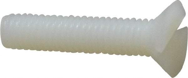 Made in USA - #10-32 UNF, 7/8" OAL Slotted Drive Machine Screw - Flat Head, Grade 6/6 Nylon, Uncoated, Without Washer - Eagle Tool & Supply