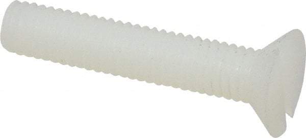 Made in USA - #10-32 UNF, 1" OAL Slotted Drive Machine Screw - Flat Head, Grade 6/6 Nylon, Uncoated, Without Washer - Eagle Tool & Supply