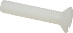 Made in USA - #10-32 UNF, 1" OAL Slotted Drive Machine Screw - Flat Head, Grade 6/6 Nylon, Uncoated, Without Washer - Eagle Tool & Supply