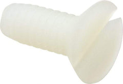 Made in USA - 1/4-20 UNC, 5/8" OAL Slotted Drive Machine Screw - Flat Head, Grade 6/6 Nylon, Uncoated, Without Washer - Eagle Tool & Supply