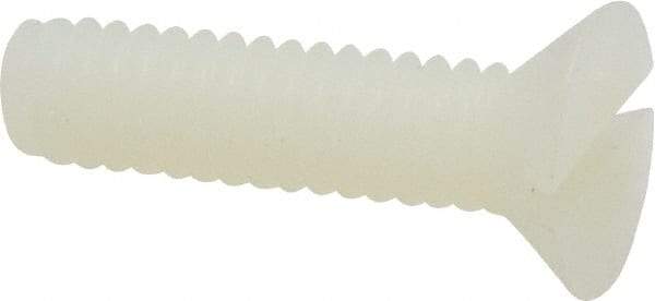 Made in USA - 1/4-20 UNC, 1" OAL Slotted Drive Machine Screw - Flat Head, Grade 6/6 Nylon, Uncoated, Without Washer - Eagle Tool & Supply