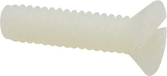 Made in USA - 1/4-20 UNC, 1" OAL Slotted Drive Machine Screw - Flat Head, Grade 6/6 Nylon, Uncoated, Without Washer - Eagle Tool & Supply