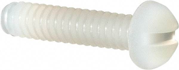 Made in USA - #4-40 UNC, 1/2" Length Under Head Slotted Drive Machine Screw - Round Head, Grade 6/6 Nylon, Uncoated, Without Washer - Eagle Tool & Supply