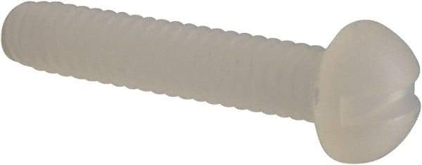 Made in USA - #4-40 UNC, 5/8" Length Under Head Slotted Drive Machine Screw - Round Head, Grade 6/6 Nylon, Uncoated, Without Washer - Eagle Tool & Supply