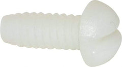 Made in USA - #6-32 UNC, 3/8" Length Under Head Slotted Drive Machine Screw - Round Head, Grade 6/6 Nylon, Uncoated, Without Washer - Eagle Tool & Supply
