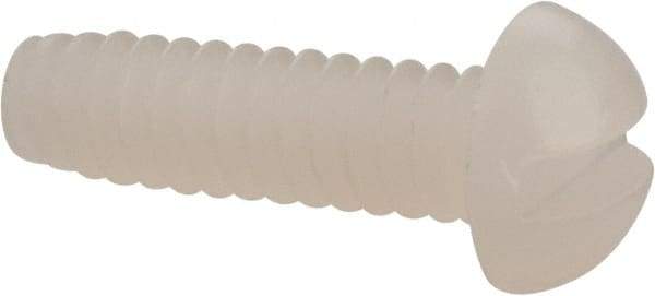 Made in USA - #6-32 UNC, 1/2" Length Under Head Slotted Drive Machine Screw - Round Head, Grade 6/6 Nylon, Uncoated, Without Washer - Eagle Tool & Supply