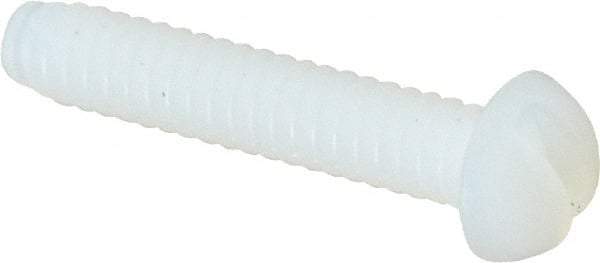 Made in USA - #6-32 UNC, 3/4" Length Under Head Slotted Drive Machine Screw - Round Head, Grade 6/6 Nylon, Uncoated, Without Washer - Eagle Tool & Supply