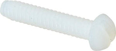 Made in USA - #6-32 UNC, 3/4" Length Under Head Slotted Drive Machine Screw - Round Head, Grade 6/6 Nylon, Uncoated, Without Washer - Eagle Tool & Supply
