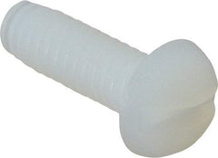 Made in USA - #8-32 UNC, 1/2" Length Under Head Slotted Drive Machine Screw - Round Head, Grade 6/6 Nylon, Uncoated, Without Washer - Eagle Tool & Supply