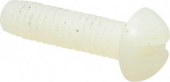 Made in USA - #8-32 UNC, 5/8" Length Under Head Slotted Drive Machine Screw - Round Head, Grade 6/6 Nylon, Uncoated, Without Washer - Eagle Tool & Supply