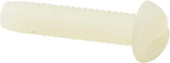 Made in USA - #8-32 UNC, 3/4" Length Under Head Slotted Drive Machine Screw - Round Head, Grade 6/6 Nylon, Uncoated, Without Washer - Eagle Tool & Supply