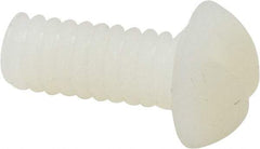 Made in USA - #10-24 UNC, 1/2" Length Under Head Slotted Drive Machine Screw - Round Head, Grade 6/6 Nylon, Uncoated, Without Washer - Eagle Tool & Supply