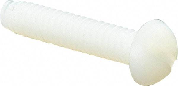 Made in USA - #10-24 UNC, 1" Length Under Head Slotted Drive Machine Screw - Round Head, Grade 6/6 Nylon, Uncoated, Without Washer - Eagle Tool & Supply