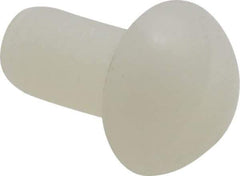 Made in USA - #10-32 UNF, 3/8" Length Under Head Slotted Drive Machine Screw - Round Head, Grade 6/6 Nylon, Uncoated, Without Washer - Eagle Tool & Supply