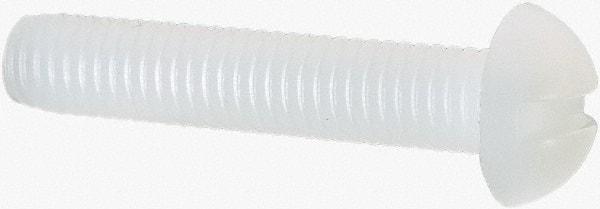 Made in USA - #10-32 UNF, 1" Length Under Head Slotted Drive Machine Screw - Round Head, Grade 6/6 Nylon, Uncoated, Without Washer - Eagle Tool & Supply