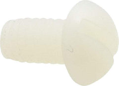 Made in USA - 1/4-20 UNC, 1/2" Length Under Head Slotted Drive Machine Screw - Round Head, Grade 6/6 Nylon, Uncoated, Without Washer - Eagle Tool & Supply