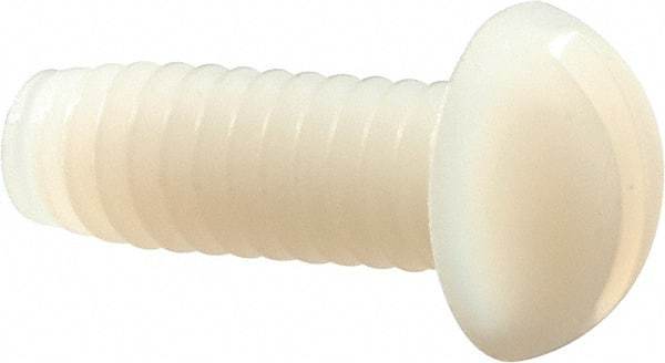Made in USA - 1/4-20 UNC, 3/4" Length Under Head Slotted Drive Machine Screw - Round Head, Grade 6/6 Nylon, Uncoated, Without Washer - Eagle Tool & Supply