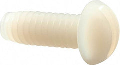 Made in USA - 1/4-20 UNC, 3/4" Length Under Head Slotted Drive Machine Screw - Round Head, Grade 6/6 Nylon, Uncoated, Without Washer - Eagle Tool & Supply