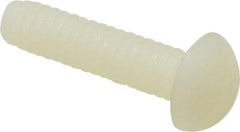 Made in USA - 1/4-20 UNC, 1" Length Under Head Slotted Drive Machine Screw - Round Head, Grade 6/6 Nylon, Uncoated, Without Washer - Eagle Tool & Supply