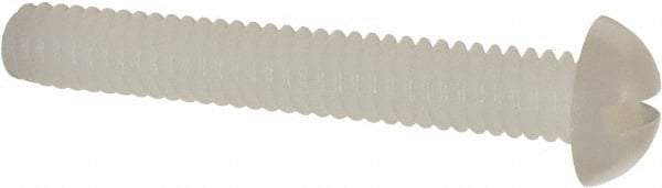 Made in USA - 1/4-20 UNC, 1-3/4" Length Under Head Slotted Drive Machine Screw - Round Head, Grade 6/6 Nylon, Uncoated, Without Washer - Eagle Tool & Supply