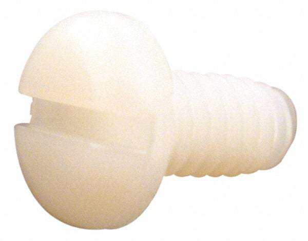 Made in USA - #4-40 UNC, 7/16" Length Under Head Slotted Drive Machine Screw - Pan Head, Grade 6/6 Nylon, Uncoated, Without Washer - Eagle Tool & Supply