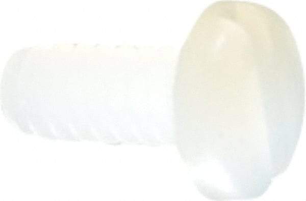 Made in USA - #4-40 UNC, 3/8" Length Under Head Slotted Drive Machine Screw - Pan Head, Grade 6/6 Nylon, Uncoated, Without Washer - Eagle Tool & Supply