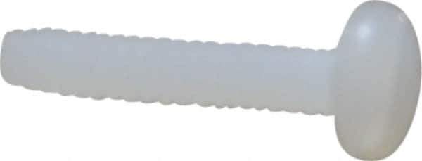 Made in USA - #4-40 UNC, 1/2" Length Under Head Slotted Drive Machine Screw - Pan Head, Grade 6/6 Nylon, Uncoated, Without Washer - Eagle Tool & Supply
