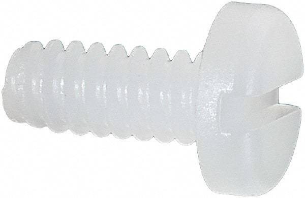 Made in USA - #6-32 UNC, 5/16" Length Under Head Slotted Drive Machine Screw - Pan Head, Grade 6/6 Nylon, Uncoated, Without Washer - Eagle Tool & Supply