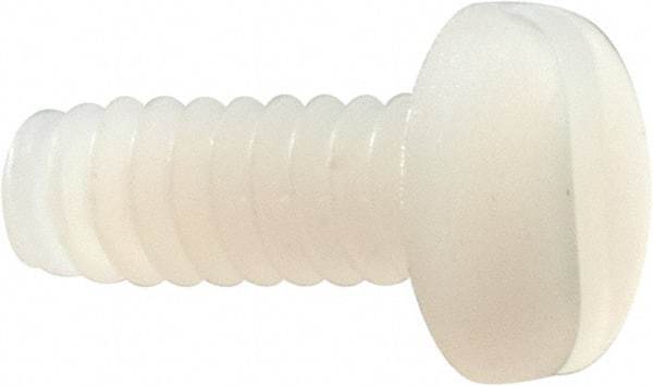 Made in USA - #6-32 UNC, 3/8" Length Under Head Slotted Drive Machine Screw - Pan Head, Grade 6/6 Nylon, Uncoated, Without Washer - Eagle Tool & Supply