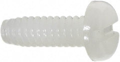 Made in USA - #6-32 UNC, 7/16" Length Under Head Slotted Drive Machine Screw - Pan Head, Grade 6/6 Nylon, Uncoated, Without Washer - Eagle Tool & Supply