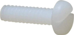 Made in USA - #6-32 UNC, 1/2" Length Under Head Slotted Drive Machine Screw - Pan Head, Grade 6/6 Nylon, Uncoated, Without Washer - Eagle Tool & Supply