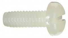 Made in USA - #8-32 UNC, 1/2" Length Under Head Slotted Drive Machine Screw - Pan Head, Grade 6/6 Nylon, Uncoated, Without Washer - Eagle Tool & Supply