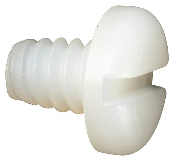 Made in USA - #10-24 UNC, 1/4" Length Under Head Slotted Drive Machine Screw - Pan Head, Grade 6/6 Nylon, Uncoated, Without Washer - Eagle Tool & Supply