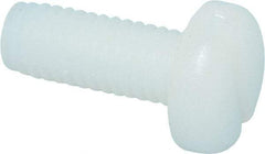 Made in USA - #10-32 UNF, 1/2" Length Under Head Slotted Drive Machine Screw - Pan Head, Grade 6/6 Nylon, Uncoated, Without Washer - Eagle Tool & Supply