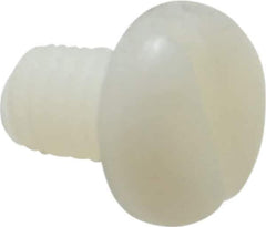 Made in USA - 1/4-20 UNC, 3/8" Length Under Head Slotted Drive Machine Screw - Pan Head, Grade 6/6 Nylon, Uncoated, Without Washer - Eagle Tool & Supply