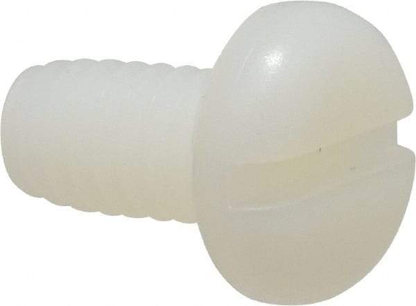 Made in USA - 1/4-20 UNC, 1/2" Length Under Head Slotted Drive Machine Screw - Pan Head, Grade 6/6 Nylon, Uncoated, Without Washer - Eagle Tool & Supply