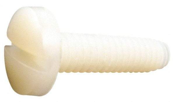 Made in USA - #10-24 UNC, 1" Length Under Head Slotted Drive Machine Screw - Binding Head, Grade 6/6 Nylon, Uncoated, Without Washer - Eagle Tool & Supply