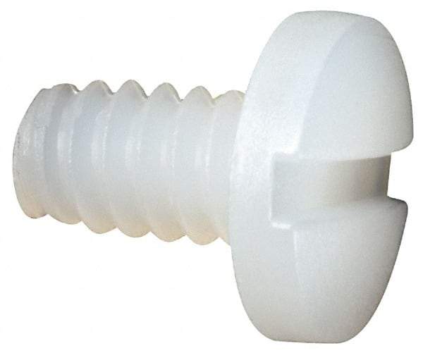 Made in USA - #6-32 UNC, 1/4" Length Under Head Slotted Drive Machine Screw - Binding Head, Grade 6/6 Nylon, Uncoated, Without Washer - Eagle Tool & Supply