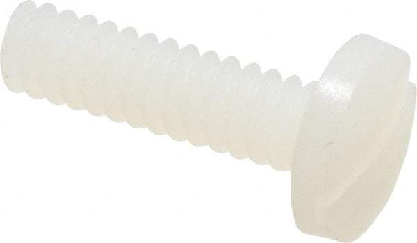 Made in USA - #6-32 UNC, 1/2" Length Under Head Slotted Drive Machine Screw - Binding Head, Grade 6/6 Nylon, Uncoated, Without Washer - Eagle Tool & Supply